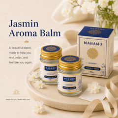 2 x MAHAMU Jasmine Aroma Balm – Soft Natural Floral Scent, Calming Relaxing 20g.