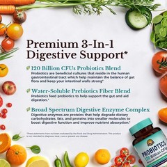VITALITOWN Probiotics 120 Billion CFUs 30 Count (Pack of 1), 120 Cfus