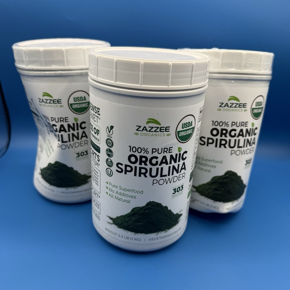 Zazzee USDA Organic Spirulina Powder, 2.2 Pounds (1 KG), 303 Servings, Kosher