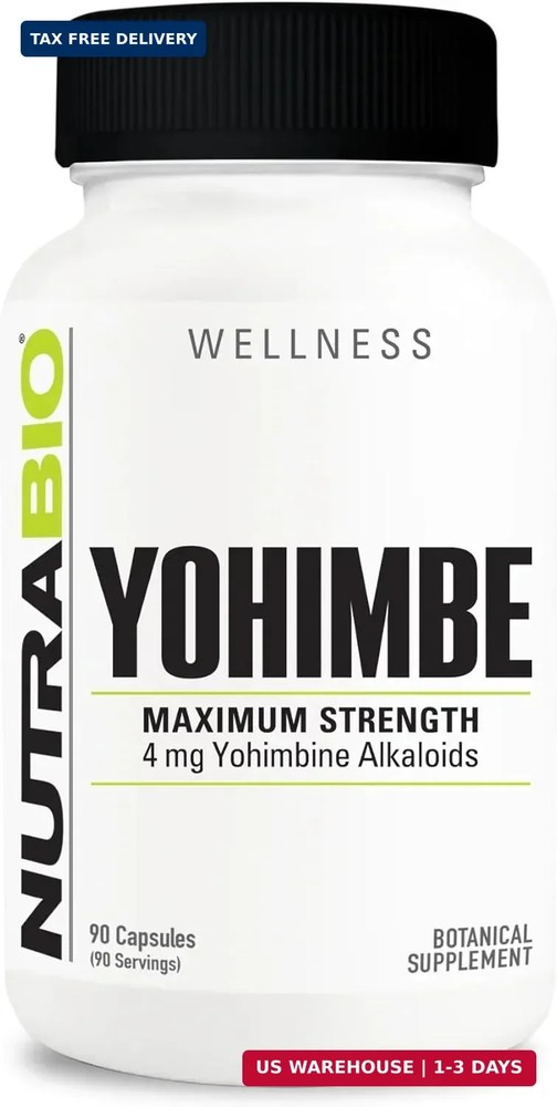 Yohimbe Bark Extract Supplement for Men and Women, Yohimbine 4mg, 90 Vegetable