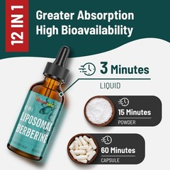 Berberine HCl Drops Supplement – Liposomal Berberine HCl Liquid- 2 fl oz