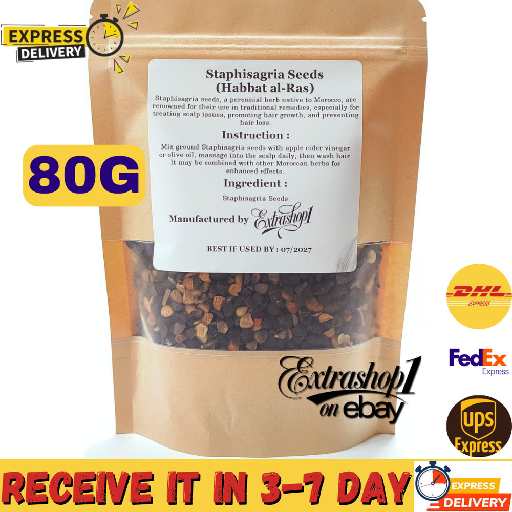 Staphisagria Seeds Dried Hbat ras Fresh Natural Organic Hair Care AA حبة الراس
