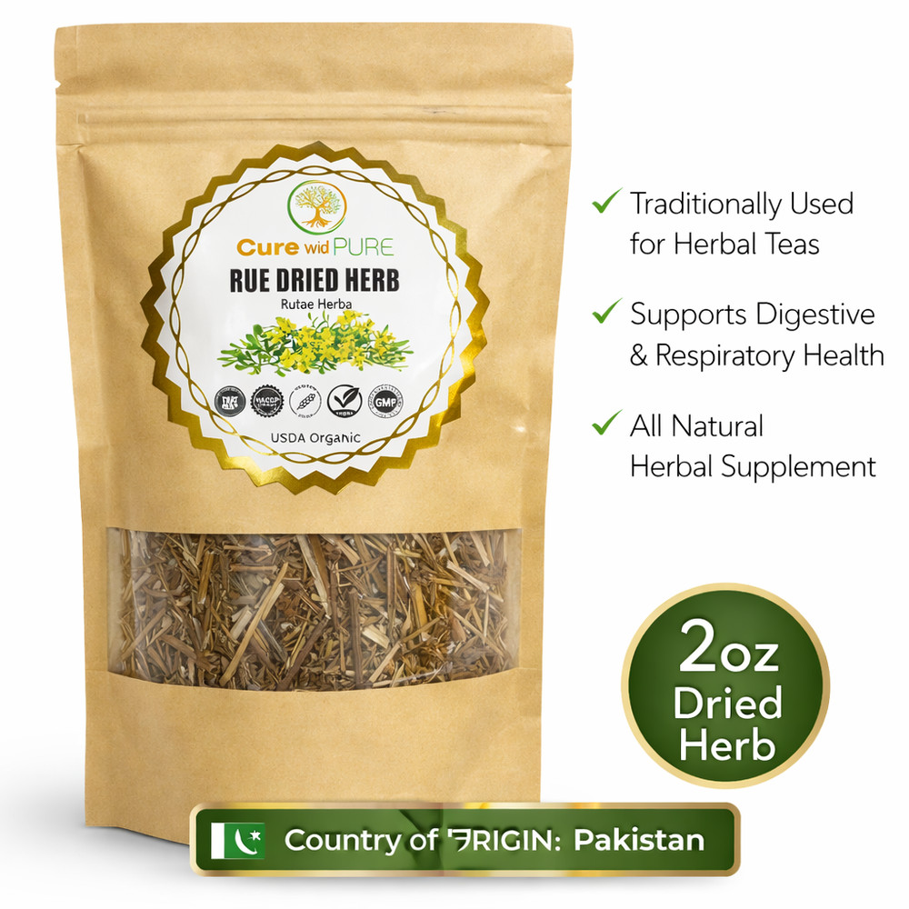 Cure wid PURE Organic Rue Dried Herb 2oz (56g) – Rutae Herba – Product of Pakist