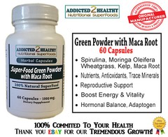 SuperFood Green Powder + Maca Capsules(60,120) Moringa Spirulina Wheatgrass Kelp