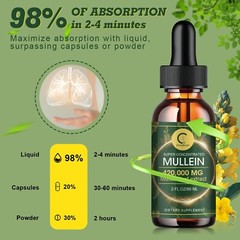 2x Mullein Leaf Extract Liquid Drops Healthy Lung Cleanse Respiratory Support