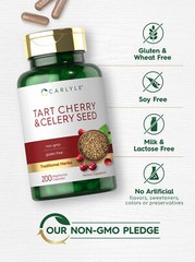 Tart Cherry and Celery Seed Supplement | 200 Capsules | Vegetarian | by Carlyle