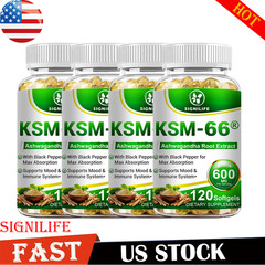 KSM-66 Organic Ashwagandha Capsules Strong Stress & Adrenal Support 120 Capsules