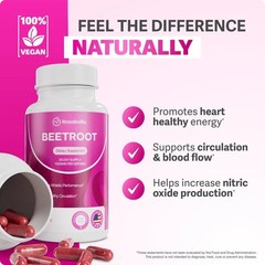 3PCS Rosabella Organic Beet Root 60 Capsules Natural Energy Boost Blood Pressure