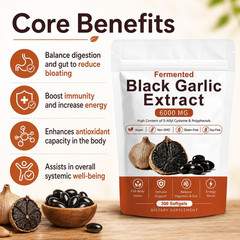 Fermented Black Garlic Extract, Natural Odorless Aged Garlic Supplements, Suppor