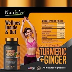 Nutrivive Turmeric Curcumin w/Ginger BioPerine 1500mg Blk Pepper 120 Caps-X-9/26