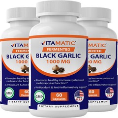 3 Pack – Vitamatic Fermented Black Garlic Extract 1000 mg 60 Capsules Non-GMO