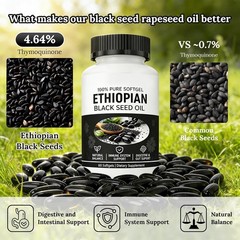 OIL Black Seed Ethiopian Softgels|4.64% Thymoquinone Capsules |Gluten-Free,60 US