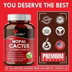 Nopal Cactus Pear Prickly Extract Powder Blood Sugar 10000mg Capsules – 90 Count