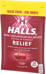HALLS Relief Cherry Cough Drops, Value Pack, 200 Drops 200 drops