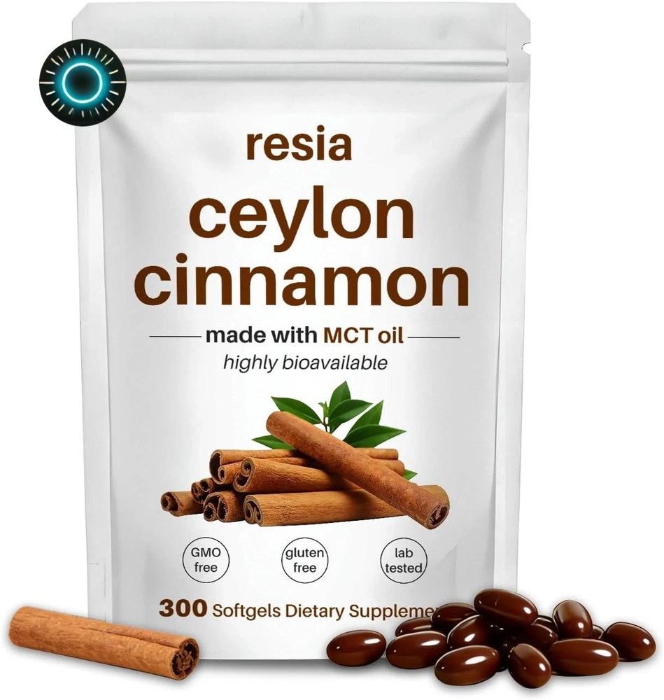 RESIA Ceylon Cinnamon Softgels with MCT Oil Herbal Cinnamon Extract for Dail…