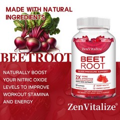 Beet Root Gummy Blood Pressure Support Heart Health Boosts Circulation 60 Pills