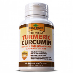 Premium Turmeric 1000mg Extract Black Pepper Bioperine 95% Curcumin 60 Pills Cap