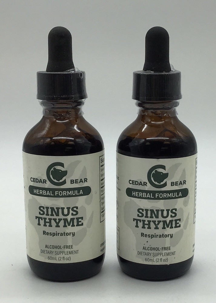 2X CEDAR BEAR SINUS THYME RESPIRATORY DROPS 2 FL OZ EACH EXP 11/2026