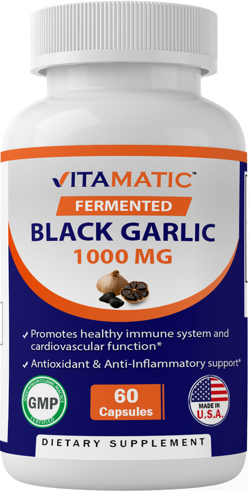 2 Pack – Vitamatic Fermented Black Garlic Extract 1000 mg 60 Capsules Non-GMO