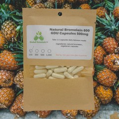 Natural Bromelain 600 GDU, 500mg or 650mg vegetarian capsules
