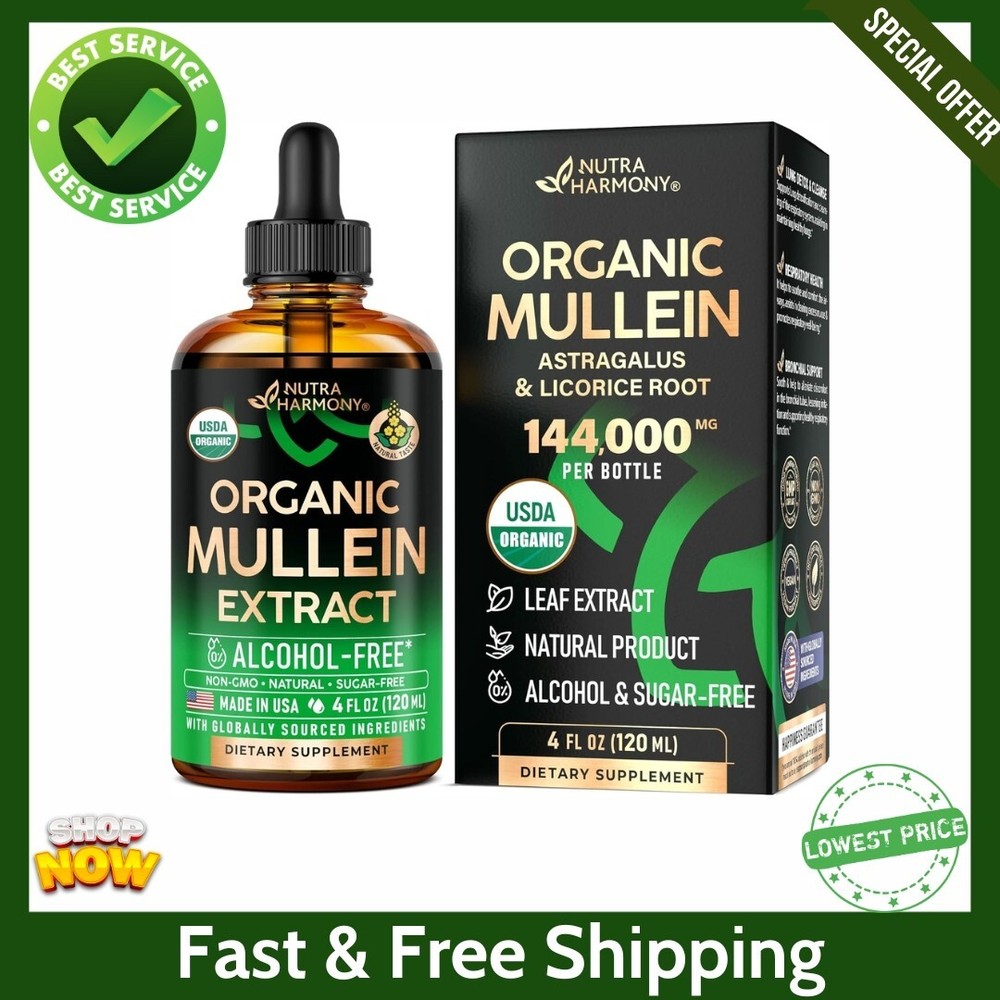 Mullein Drops for Lungs – USDA Organic Liquid – Mullein Leaf Extract Supplement!