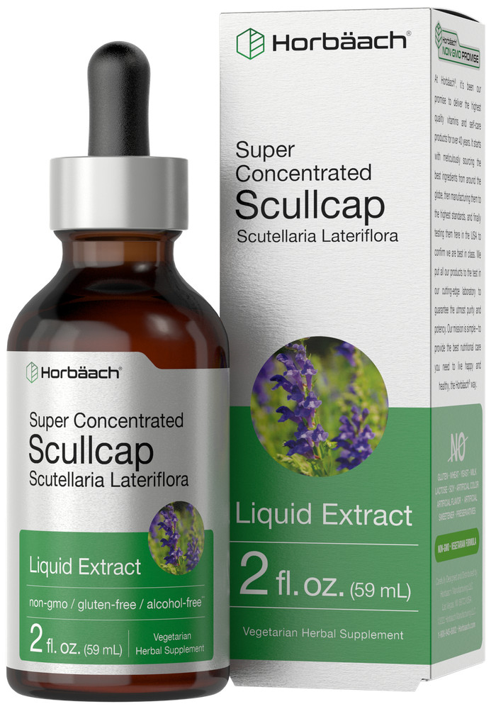 Scullcap Liquid Extract | 2 fl oz | Concentrated, Alcohol Free | by Horbaach