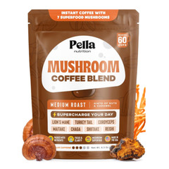Organic Mushroom Instant Coffee (60 Servings) with 7 Superfood Mushrooms, Great