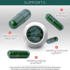 Organic Spirulina and Chlorella Capsules – Chlorophyll Pills & Blue Green Algae