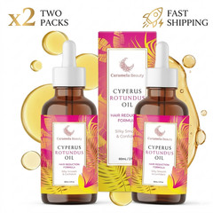 2-Pack Caramela Beauty Cyperus Rotundus Oil Hair Reduction Formula 2 fl oz