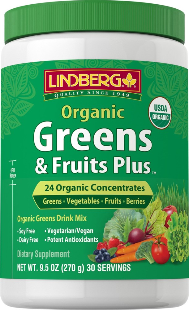 Organic Fruit and Vegetable Drink Mix | 9.5 oz | Vegan Powder | by Lindberg