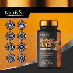 Nutrivive Turmeric Curcumin w/Ginger BioPerine 1500mg Blk Pepper 120 Caps-X-9/26