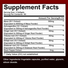 Maca Capsules 6000mg-120Caps Extra Strength Testosteron Boosting Formula for Men