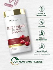 Tart Cherry Capsules | 3600mg Extract | 200 Count | by Carlyle