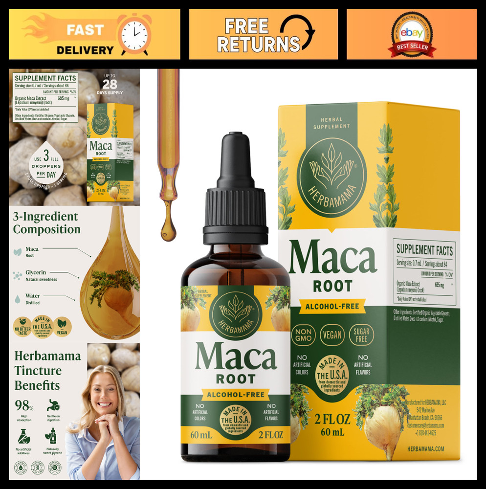 Maca Root Drops for Hormone Balance | Energy Support Liquid Extract – Vegan, Non
