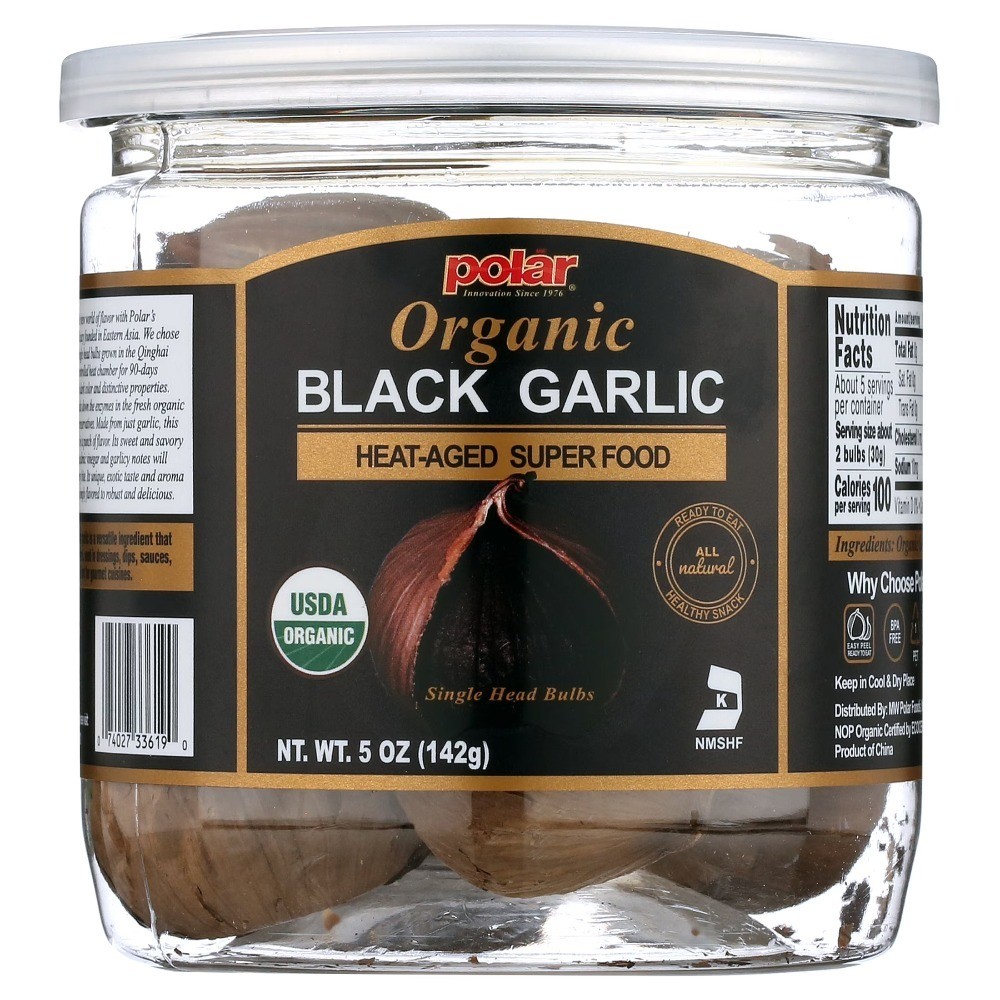 Organic Black Garlic Naturally Cured Whole Bulbs, 5 oz Jar