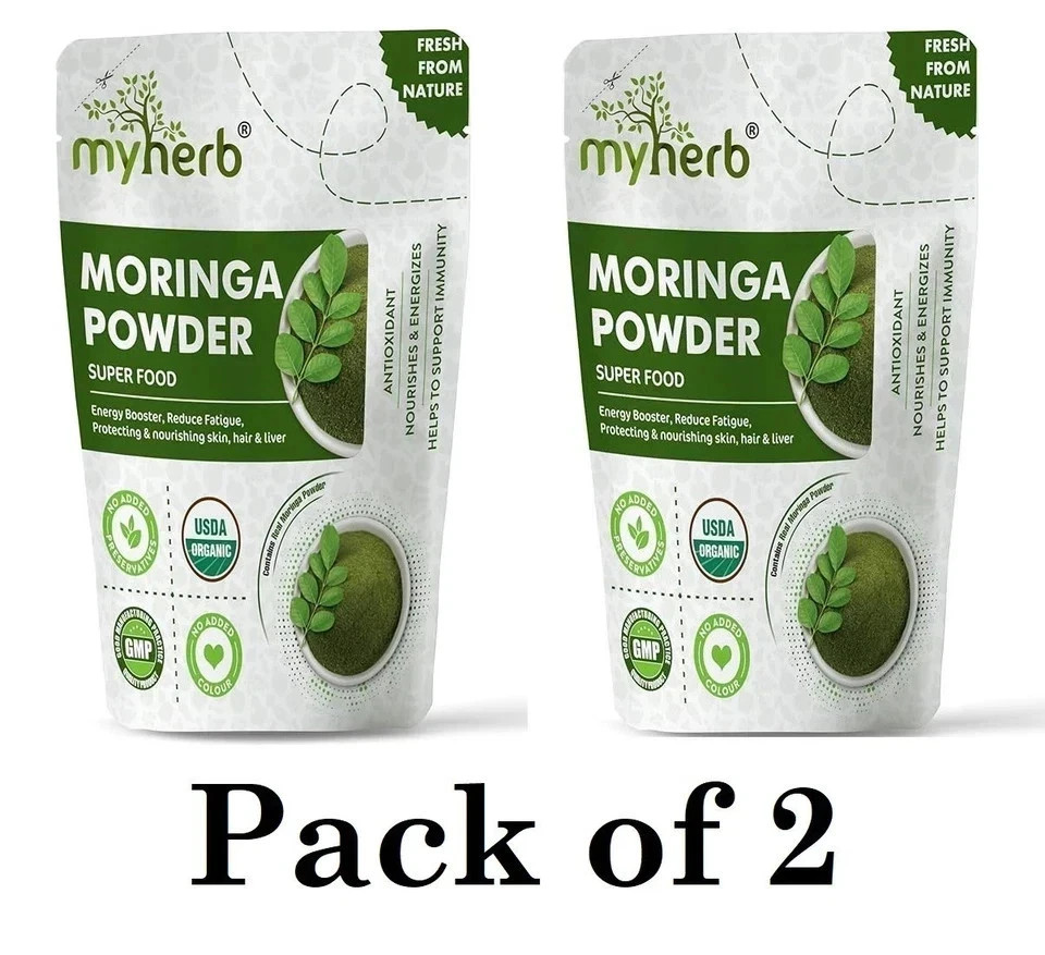 MYHERB Organic Moringa Powder | Herbal Wellness Support ( 227gm ) pack of 2