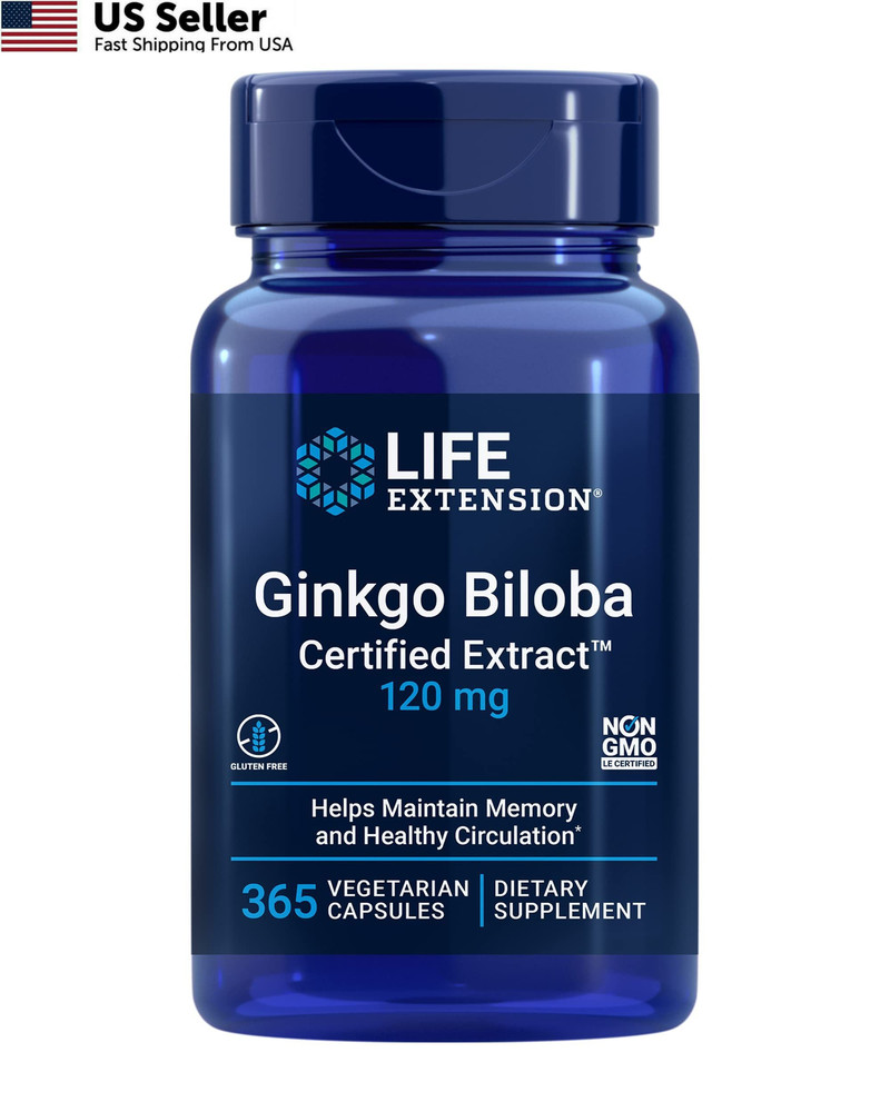 Life Extension Ginkgo Biloba 365 Count (Pack of 1), Light Brown to