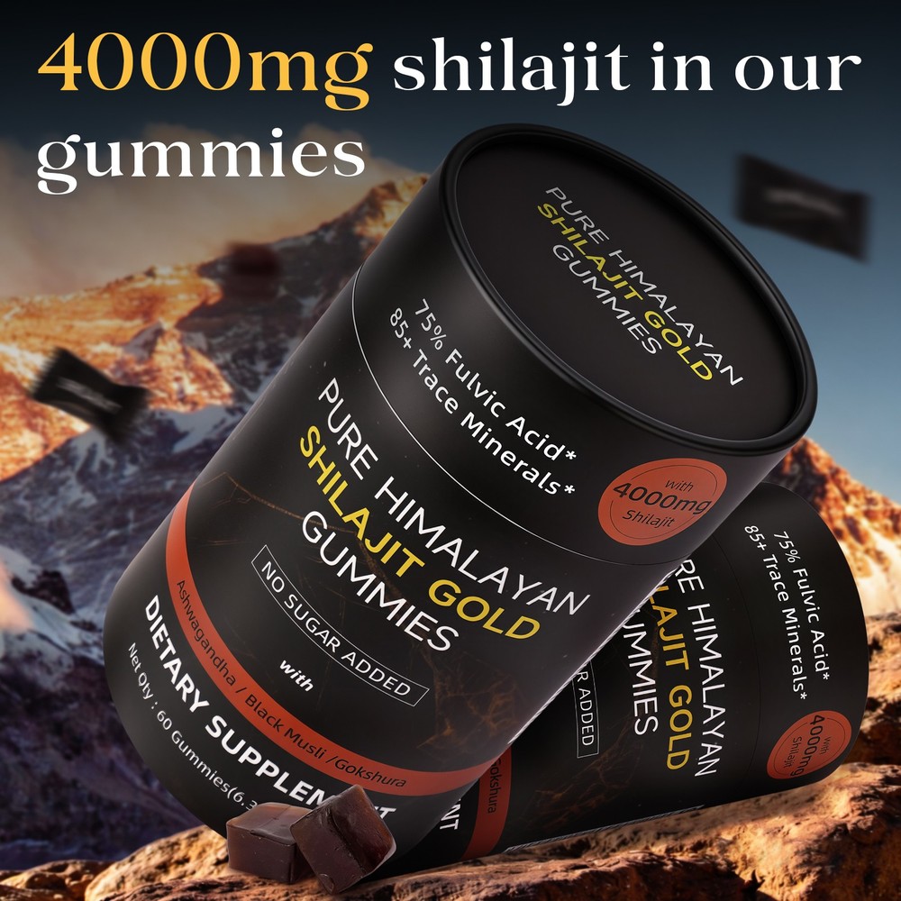 Pure Himalayan Shilajit Gold Gummies with 4000mg Shilajit 75% Fulvic Acid