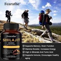 Pure Himalayan Shilaji 650mg, Capsules, Organic,Potency, Fulvic Acid