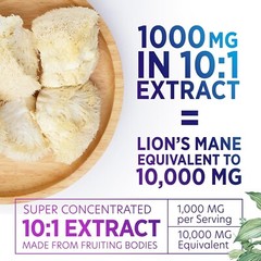 Mushrooms Lions Mane Powder 10.000 mg 100% Vegan Gluten-Free Organic Extract Cap