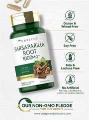 Sarsaparilla Root Capsules 1000mg | 120 Count | Non-GMO | by Carlyle