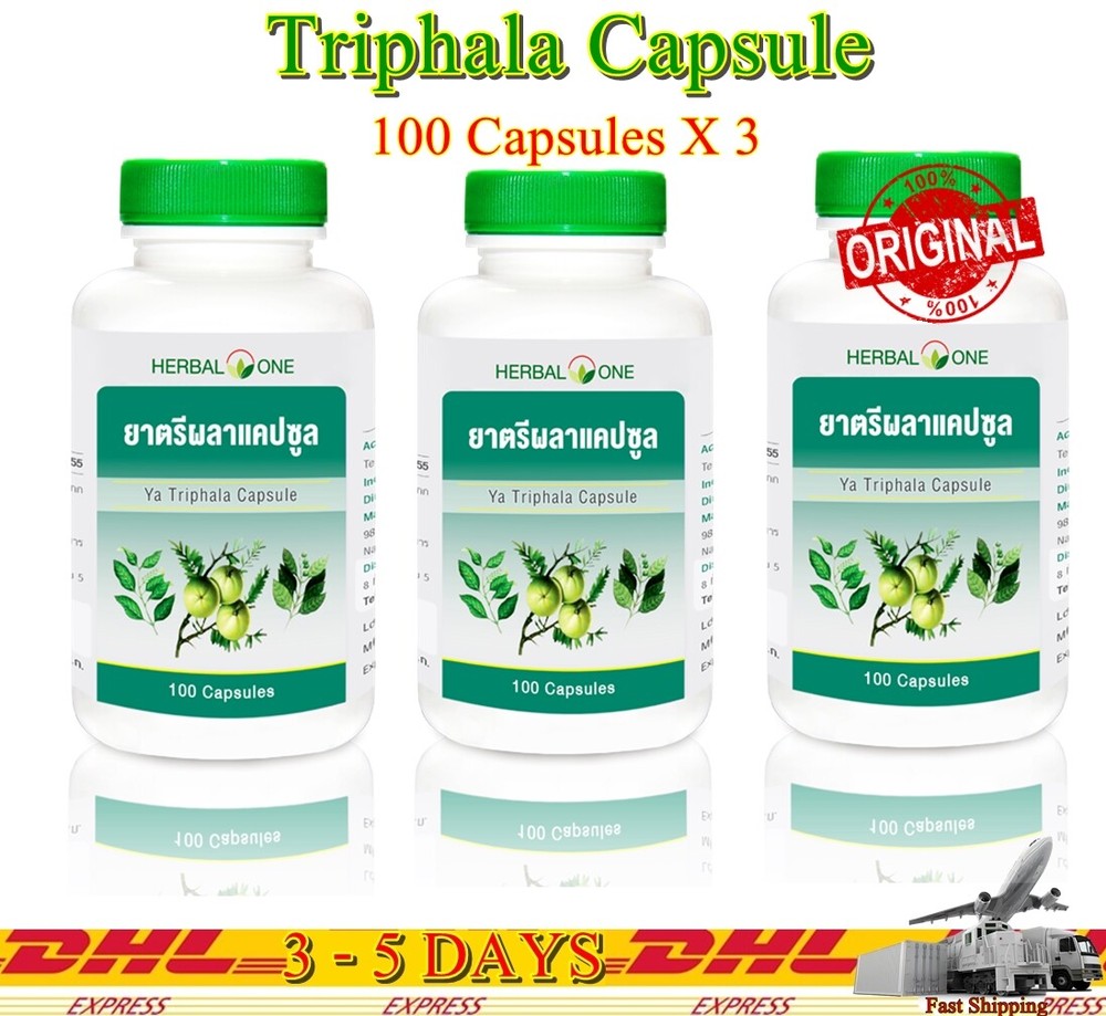 Herbal One Triphala Capsules Reduce Phlegm Cough Boost Immunity Detox Thailand