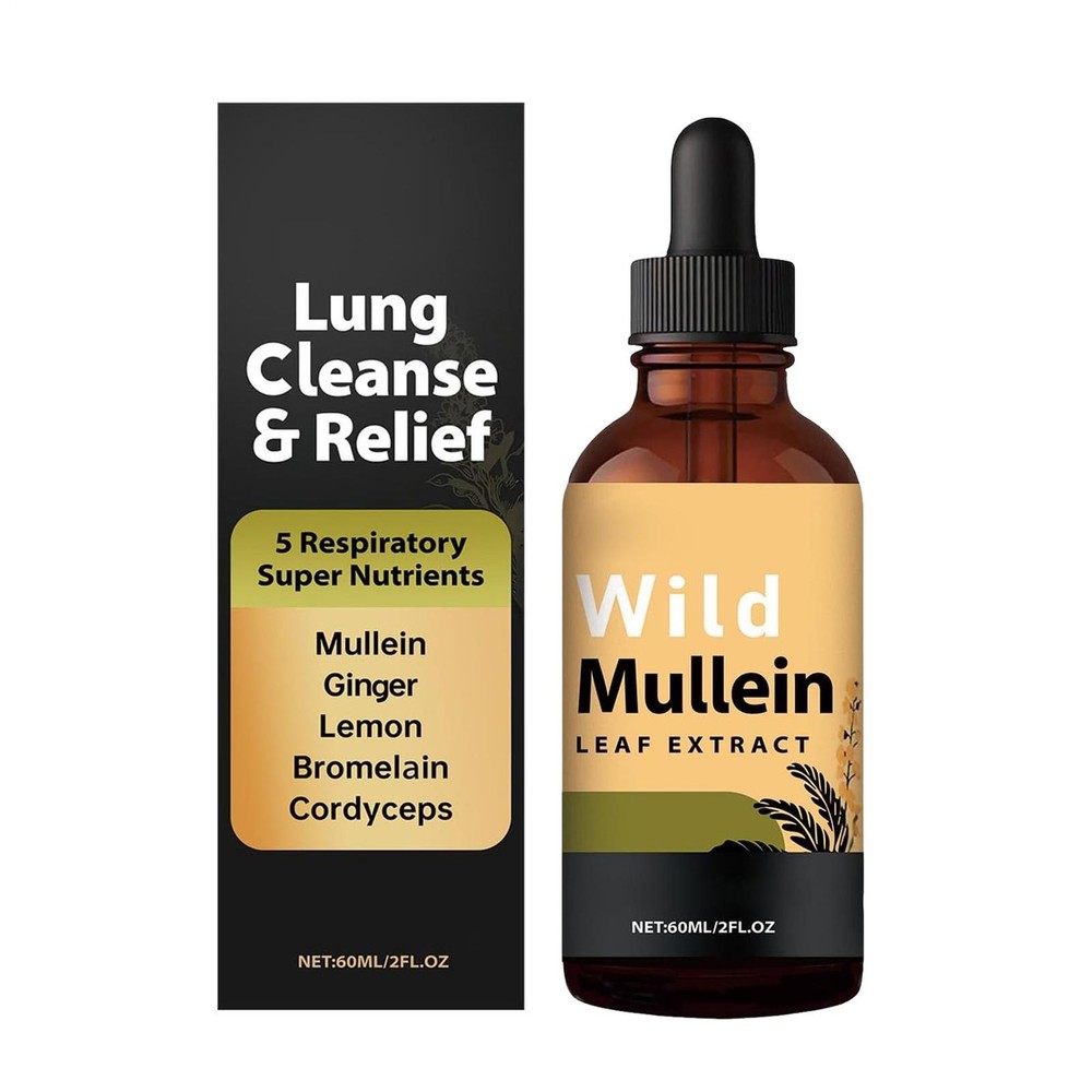 Wild Natural Mullein Drops With Ginger Lemon etc . for Lung Cleanse & Relief