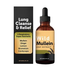 Wild Natural Mullein Drops With Ginger Lemon etc . for Lung Cleanse & Relief
