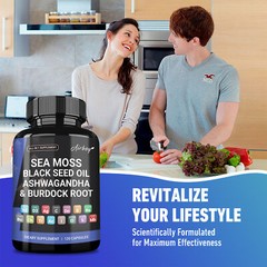 Sea Moss Black Seed Oil, Burdock Root – Immune & Thyroid Support, Gut Health
