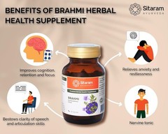 Sitaram Brahmi 60 Capsule More Potent 600 MG Mind wellness Improves Alertness