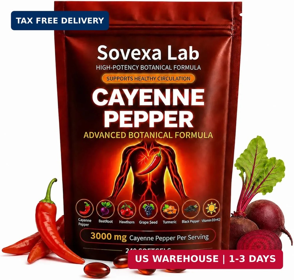 Cayenne Pepper Supplements 240 Count Softgels Cardiovascular Heart Health
