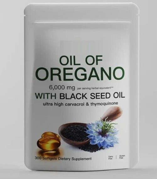 Premium Oregano Oil 6000mg 300gels Contains Carvacrol and Thymoquinone