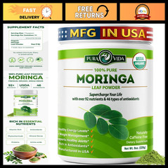Organic Moringa Powder 100% Pure Leaf – USDA Certified, Perfect for Smoothies &