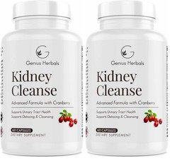 GENIUS HERBALS Kidney Cleanse Capsules Cranberry Urinary Tract 60 Count
